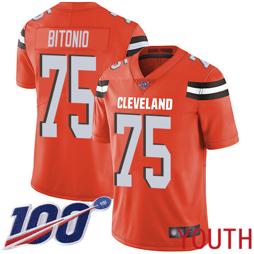 Cleveland Browns Joel Bitonio Youth Orange Limited Jersey #75 NFL Football Alternate 100th Season Vapor Untouchable